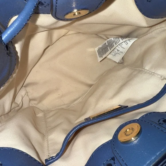 Ralph Lauren Denim Patchwork Drawstring Bucket Bag